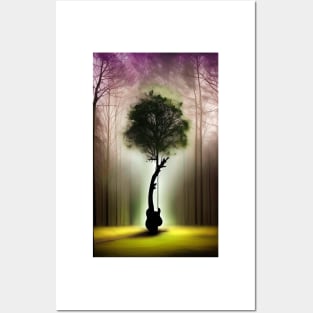 Acoustic Guitar Tree Of Life Guitar Player Nature Guitarist Posters and Art